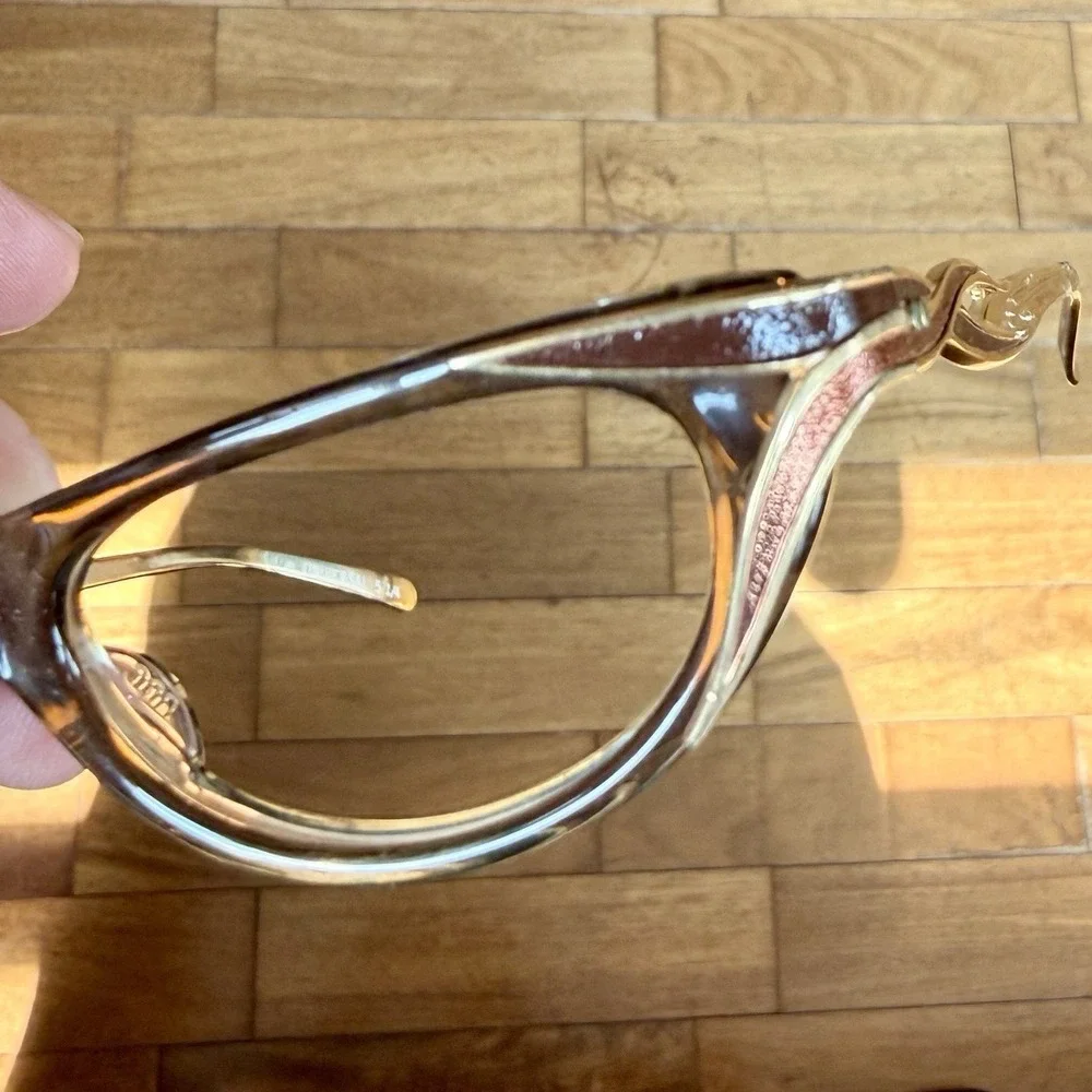 NEW! 50s VTG Universal MCM Cat Eye Women Eyeglass Frames Eye Glasses Brown Gold